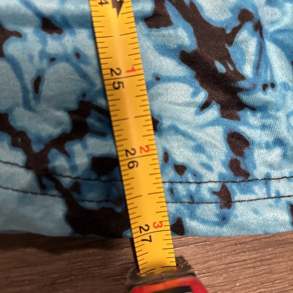 Women's Black Blue Floral Ombre Long Sleeve Faux Button Shirt Size XL - Picture 6 of 6